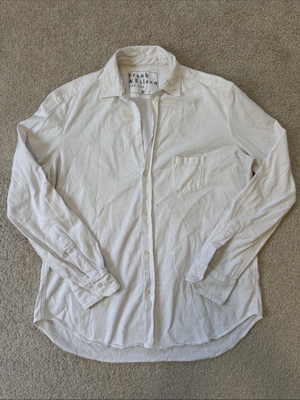 Frank and Eileen 100% Cotton Button-Down Collared Shirt White SzM